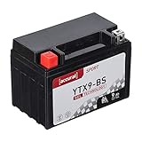 Accurat Motorradbatterie YTX9-BS - 12V, 9Ah, 130A,...