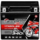 BlackMax YTX20L-BS Motorradbatterie GEL 12V 20Ah...