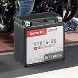 Accurat Motorradbatterie YTX14-BS - 12V, 14Ah,...