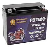 Peltec Premium Motorrad Batterie GEL Akku 12V 20Ah...