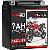 LANGZEIT YTX7L-BS Motorradbatterie 12V 7Ah 125A/EN...